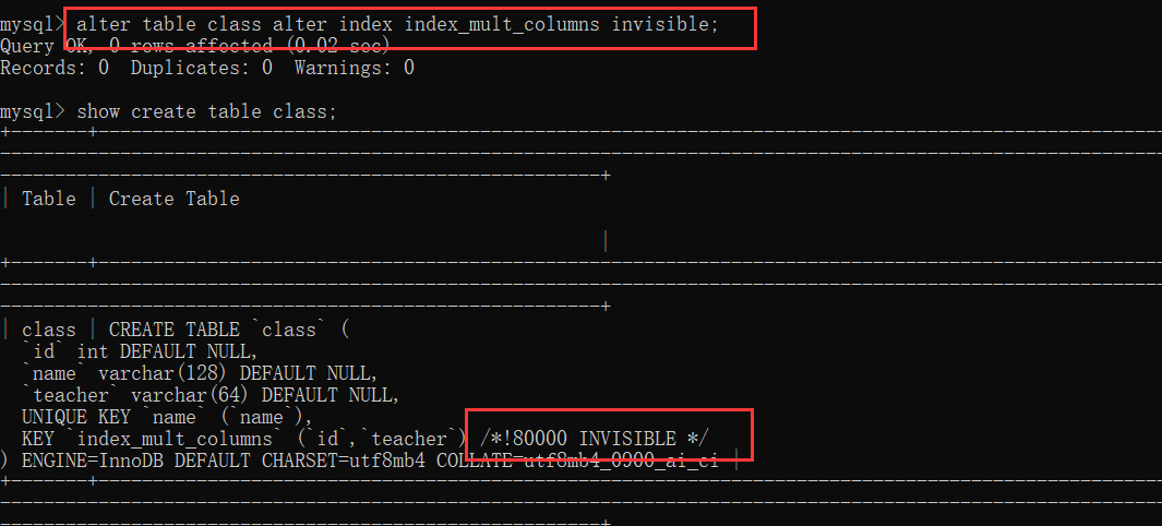 【MySQL】隐藏索引、删除索引和索引的设计原则