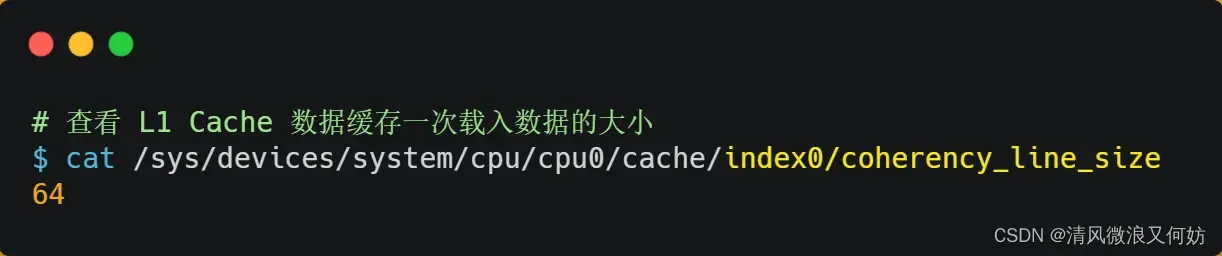 [外链图片转存失败,源站可能有防盗链机制,建议将图片保存下来直接上传(img-uz0sGmJi-1692864155345)(https://cdn.xiaolincoding.com/gh/xiaolincoder/ImageHost3@main/操作系统/CPU缓存/查看CPULine大小.png)]