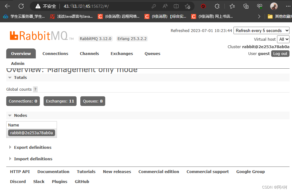 docker安装rabbitMQ，JAVA连接进行生产和消费，压测