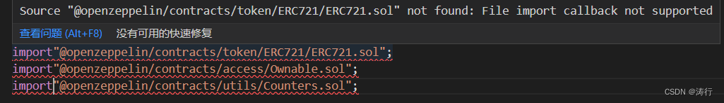 Source "@openzeppelin/contracts/token/ERC721/ERC721.sol" not found: File import callback not supported