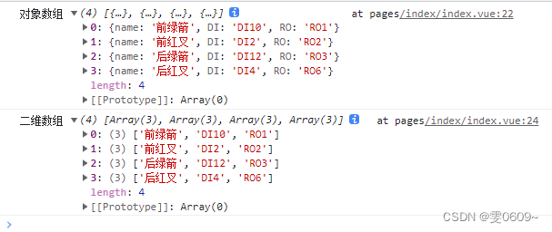 uni-app：js二维数组与对象数组之间的转换