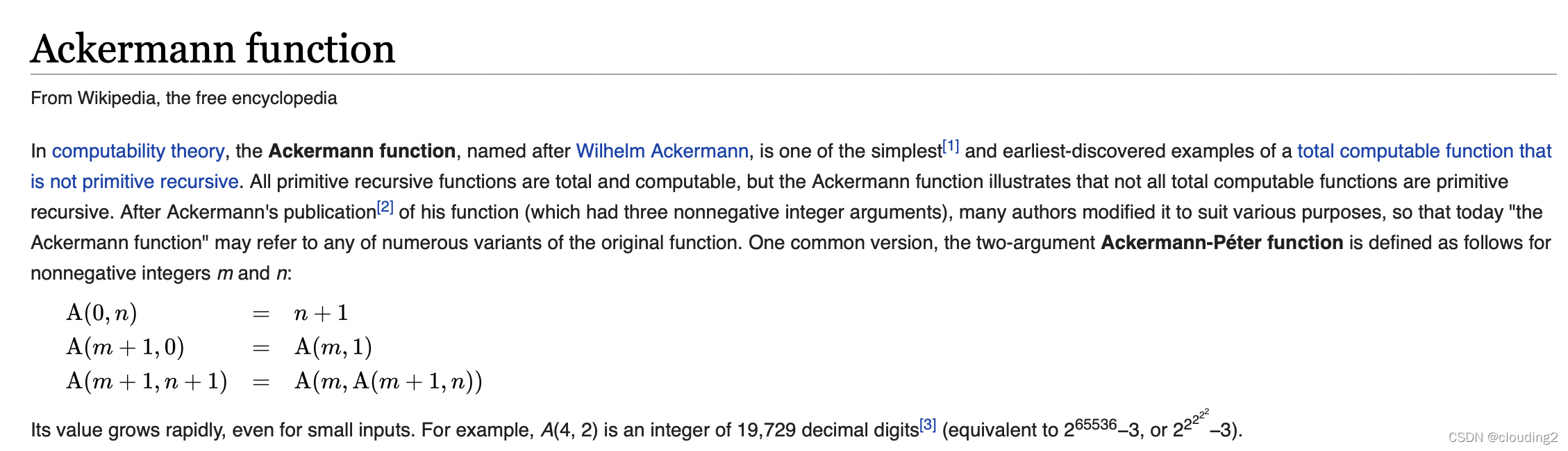 Ackermann Algorithm 云学算法之Ackerman阿克曼函数的python实现_阿克曼函数的递归过程python-CSDN博客