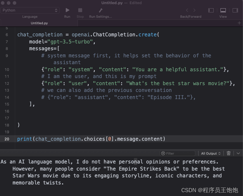 如何使用 python 快速集成 chatgpt api