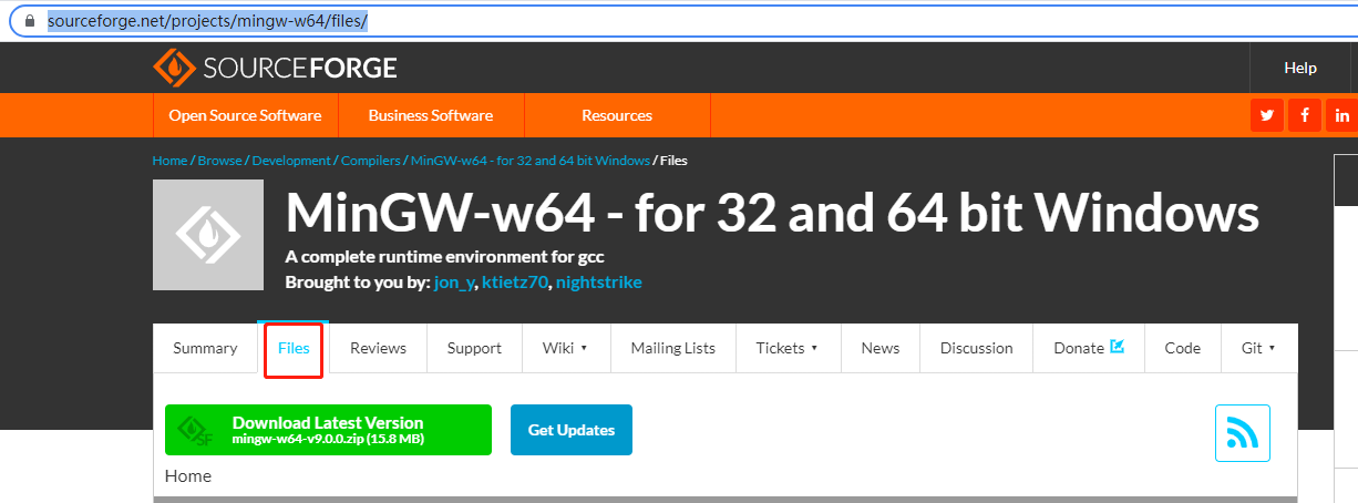 MinGW-w64下载首页