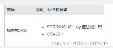 电水壶上要求亚马逊美国站SOR/2016-181和CSA22.1标准？