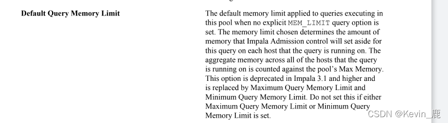 Default Query Memory Limit