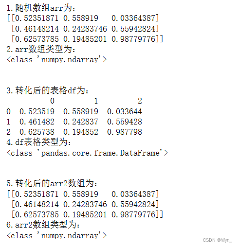 【python】numpy的array数组与pandas的DataFrame表格互相转换（图文代码超详细）