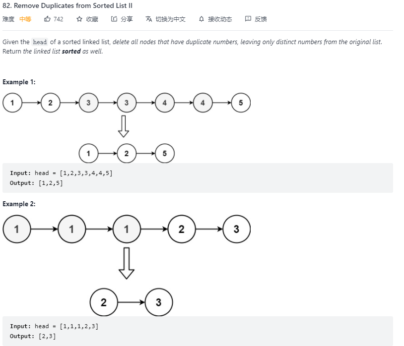 LeetCode 82 问题描述 I