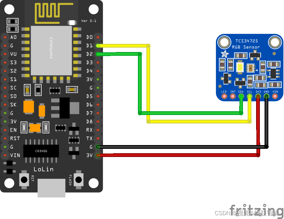 esp8266arduino編程實例tcs34725顏色傳感器驅動