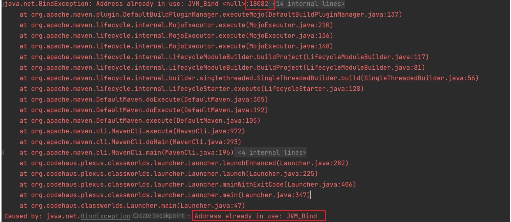 问题记录：Caused By: Java.net.BindException: Address Already In Use: JVM ...