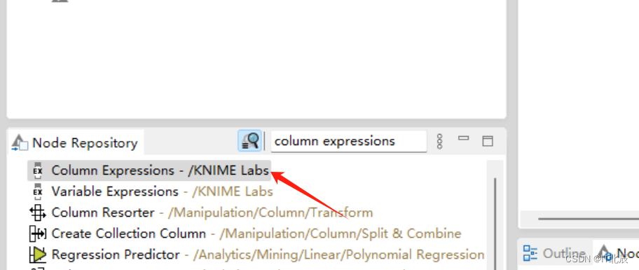 knime 中没有column expressions，怎么下载