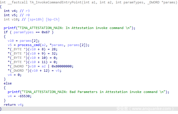 TIMA TA parameter type verification: