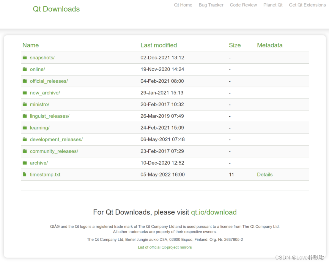 Qt Downloads界面