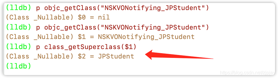 验证NSKVONotifying_JPStudent是JPStudent的子类