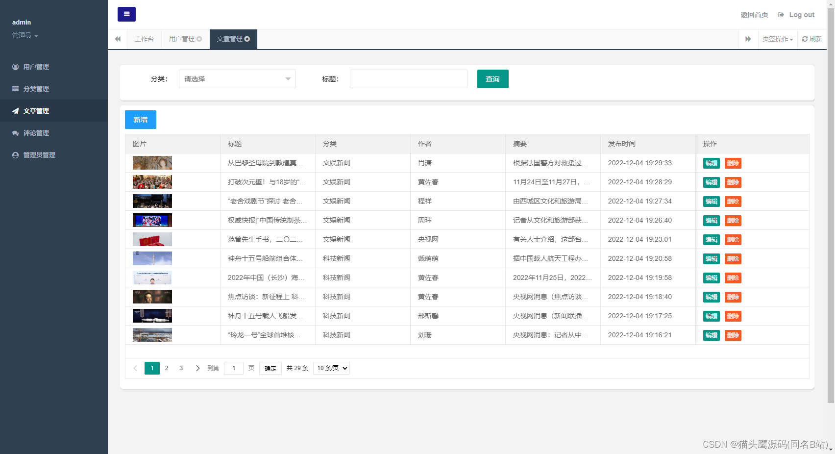 基于springboot的新闻门户网站