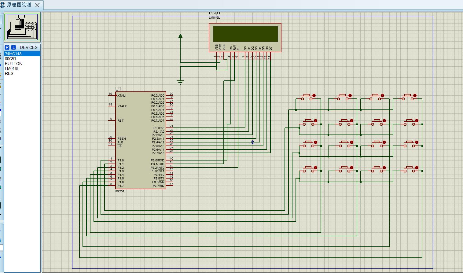  80C51 4X4 16 LCD1602 Proteus8 0 lost ITS301 