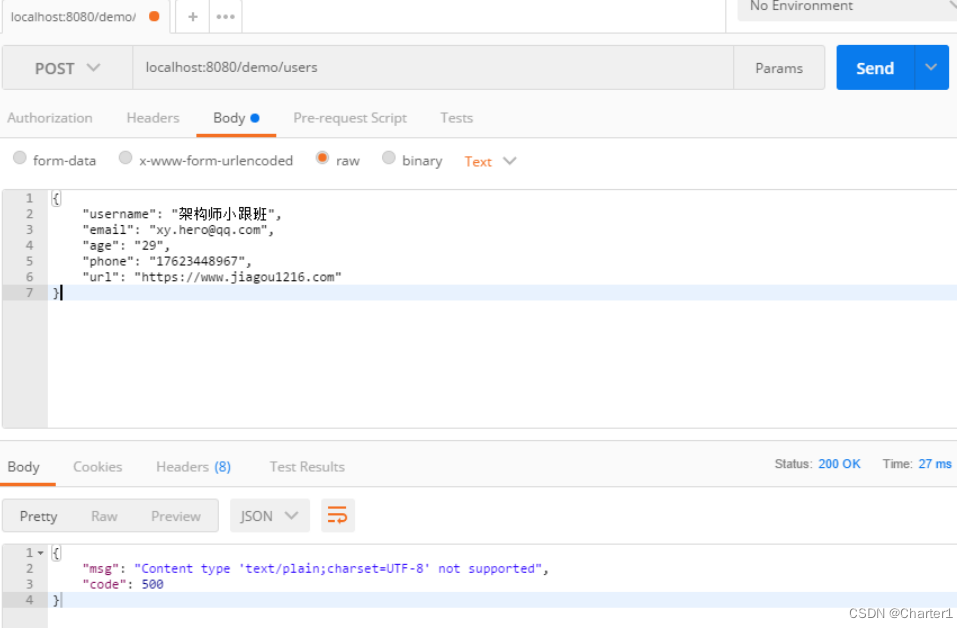 postman-content-type-text-plain-charset-utf-8-not-supported