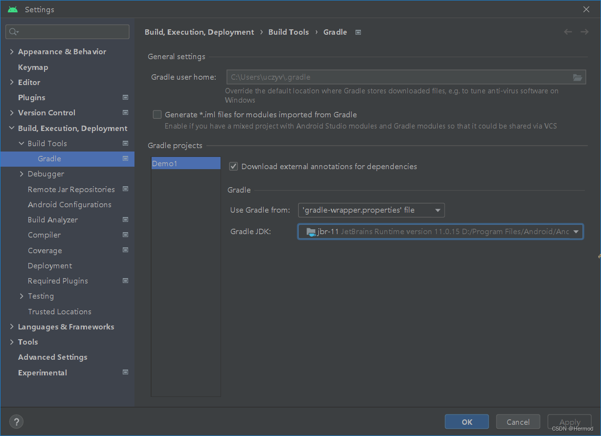 Change the Gradle JDK path