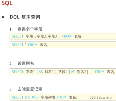 MySQL中SQL语法（DDL、DML（insert、update、delete）、DQL（select、from、where、group ... image.