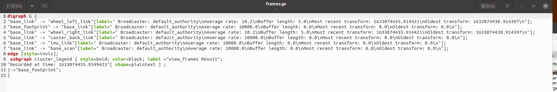 ROS2可视化TF树方法view_frames.py