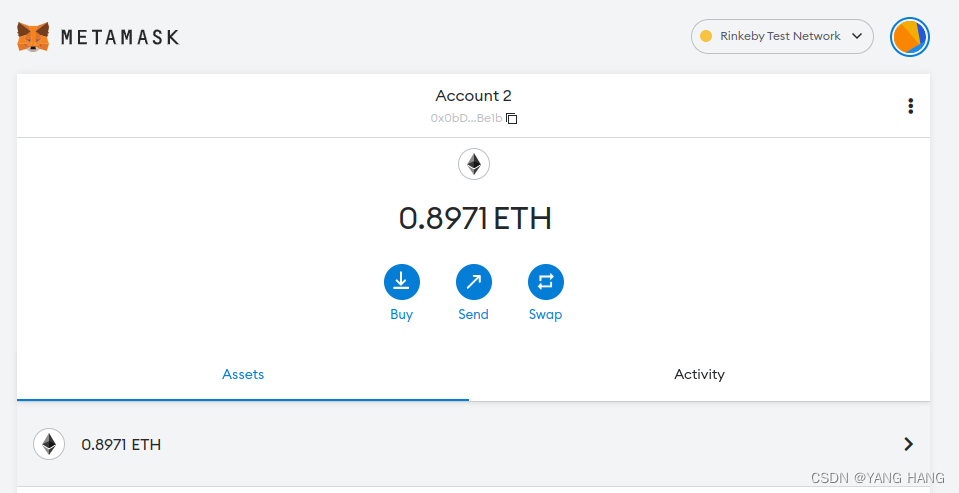 Create an account and connect to the Rinkeby network