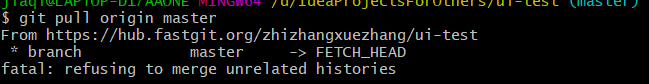 本地仓库上传到远程仓库error: failed to push some refs to ‘https://hub.fastgit.org/zhizhangxuezhang/ui-test.git‘