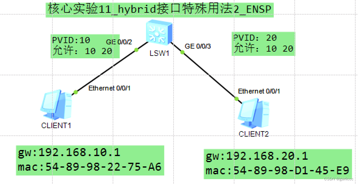 核心实验11合集_hybrid接口特殊用法_ENSP