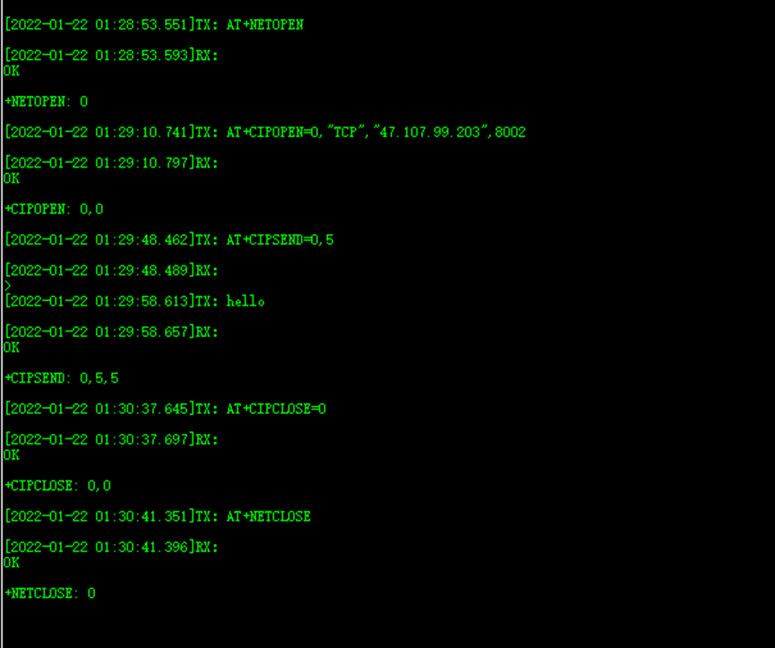 芯讯通SIMCOM A7680C （4G Cat.1）AT指令测试 TCP通信过程