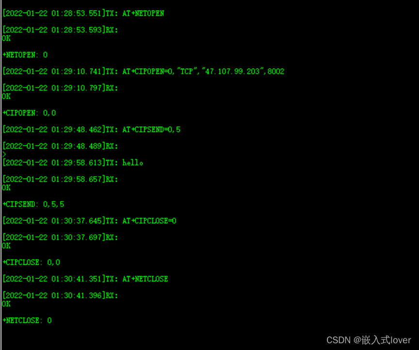 芯讯通SIMCOM A7680C （4G Cat.1）AT指令测试 TCP通信过程