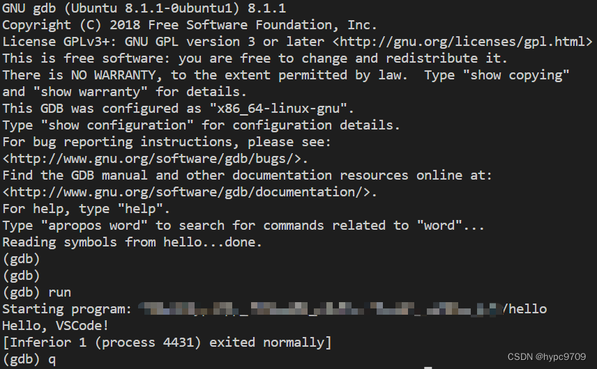 gdb debugging process