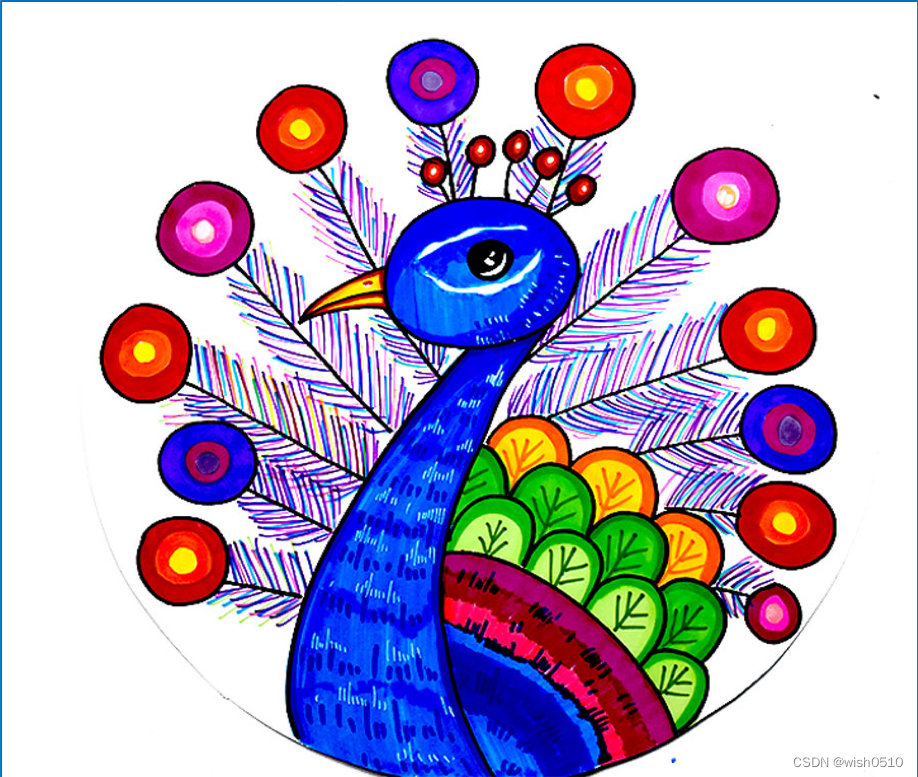 少儿美术课儿童画之水彩画第2集《花尾巴的大孔雀》