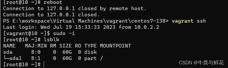 vagrant centos7 根目录扩容