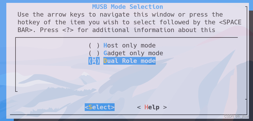 选择 Dual Role mode 