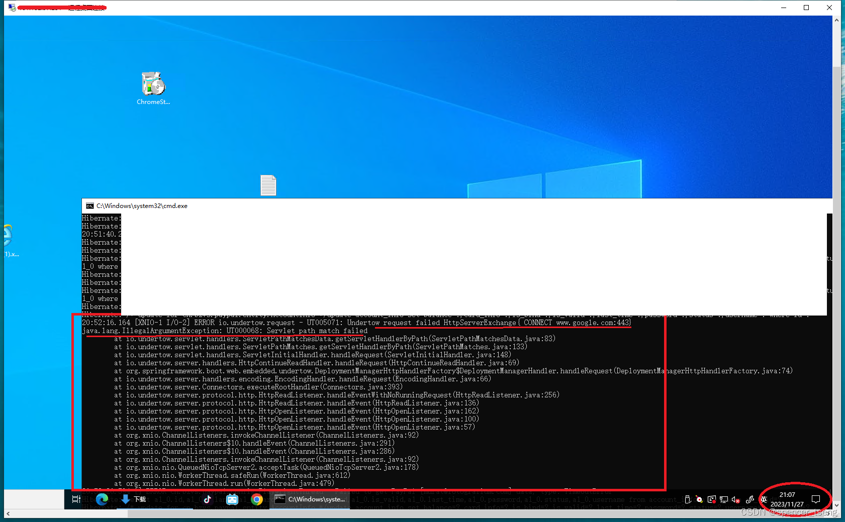 java.lang.IllegalArgumentException: UT000068: Servlet path match failed ...