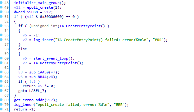Code snippet of libteesl's main function: