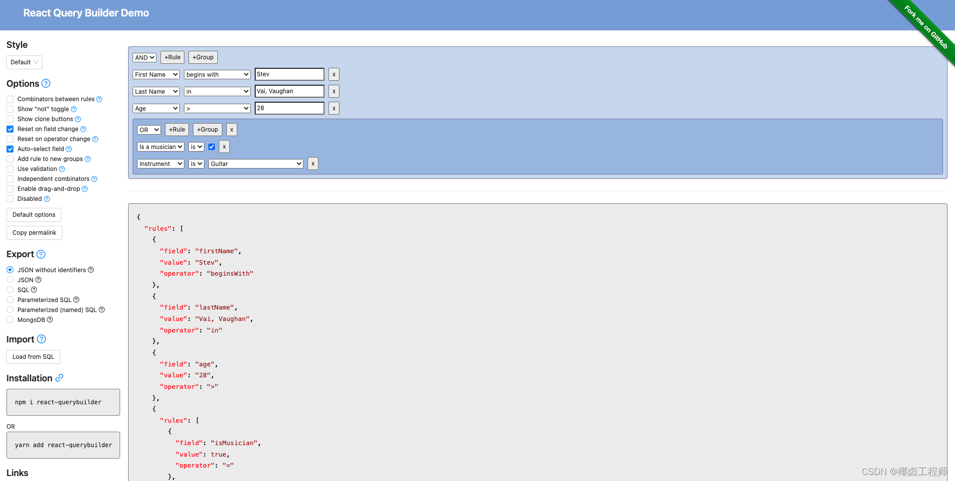 自定义一个玩出花来的查询构建器React Query Builder_react-querybuilder-CSDN博客