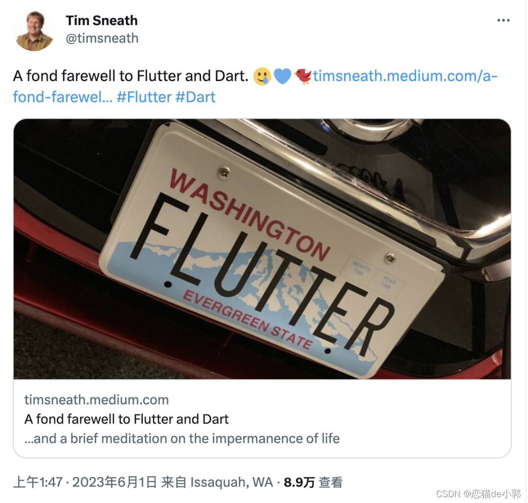 Flutter 又一元老离职，感谢 Tim 这些年的付出