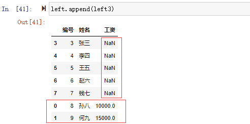 不同结构数据追加