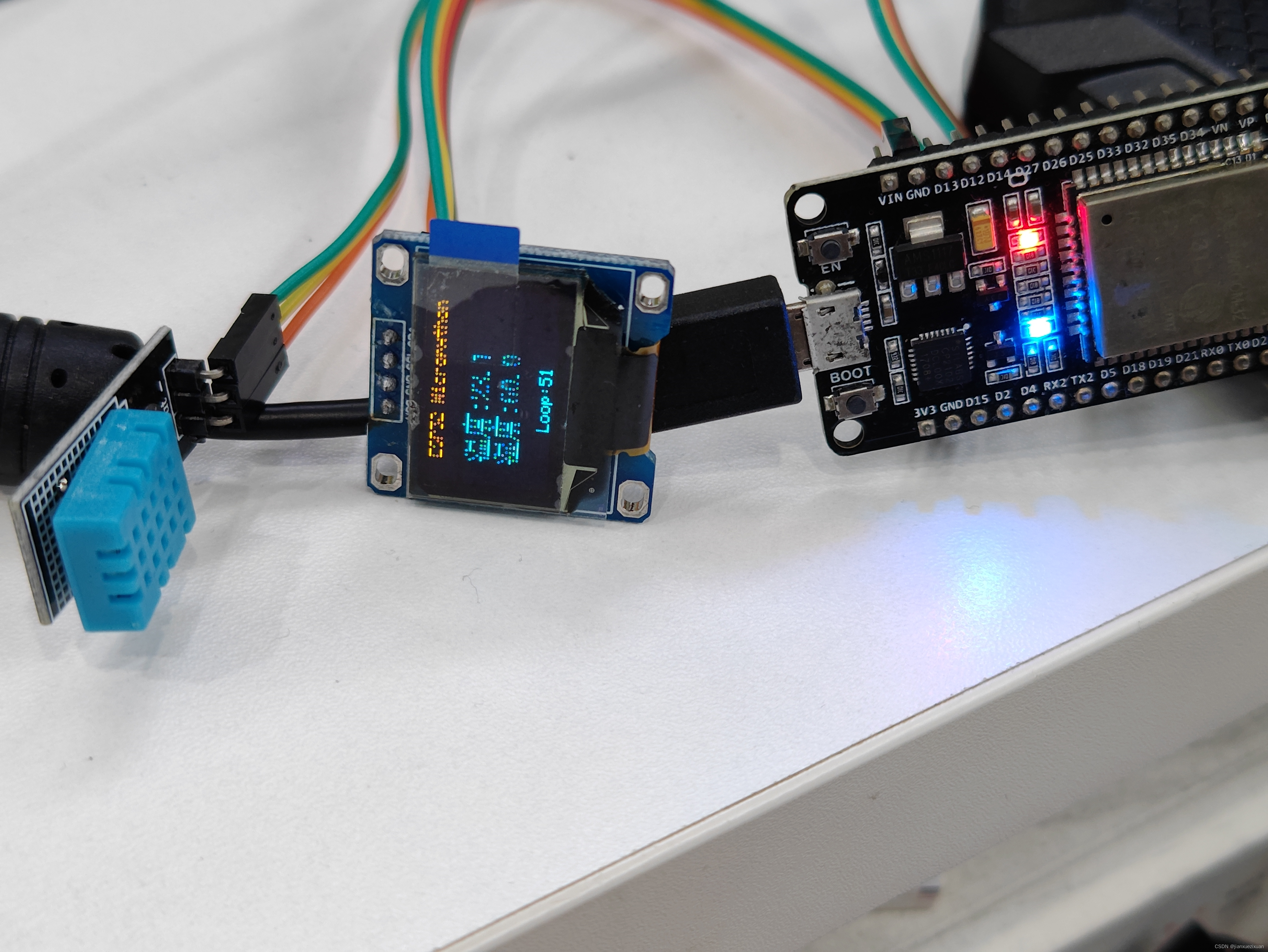 基于MicroPython的ESP32在OLED上实时刷新温湿度