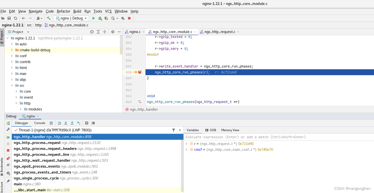 clion本地调试nginx-1.22.1