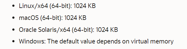 不同平台下VMS的默认大小