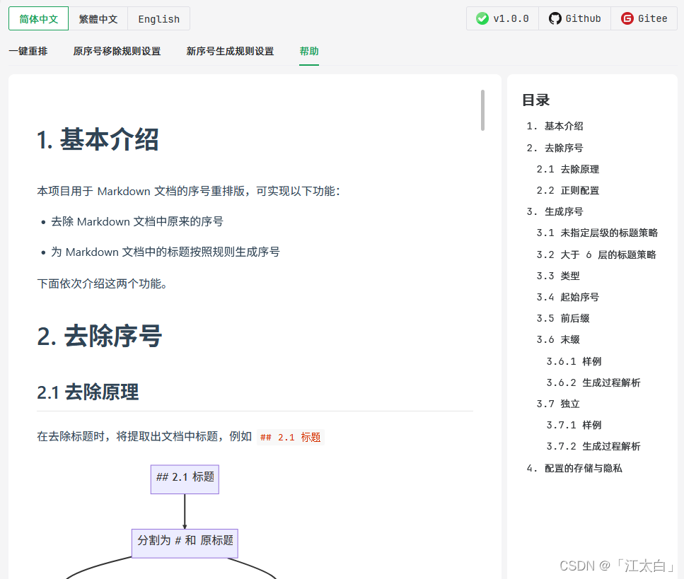 Markdown 文档标题序号重排版（WebUI Tool）