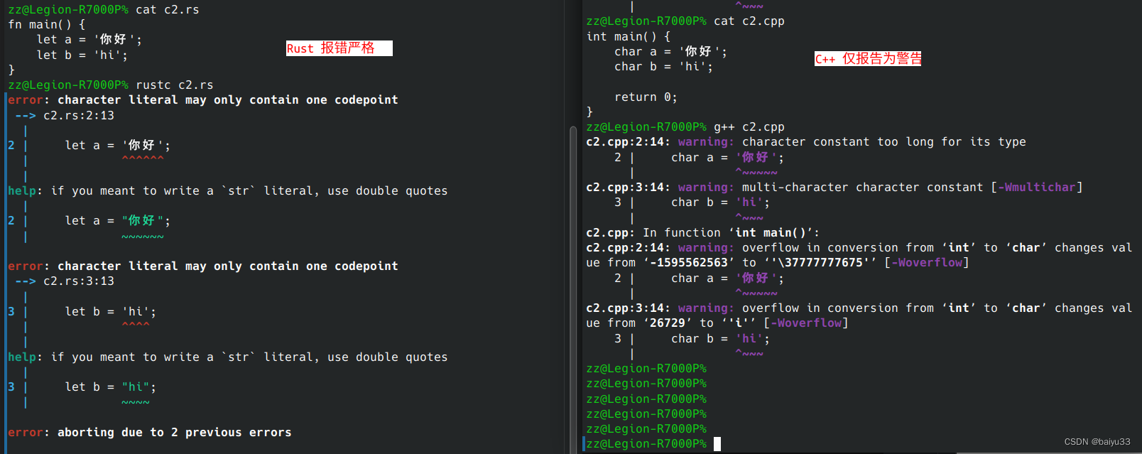 rust abc(3): 布尔和字符类型的使用并与C/C++对比