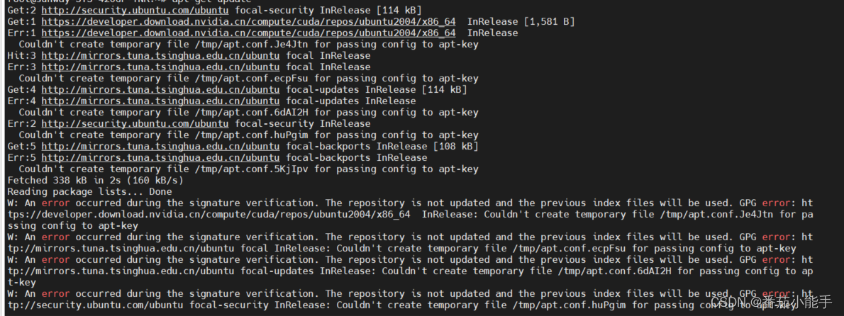 ubuntu执行普通用户或root用户执行apt-get update时报错Couldn‘t create temporary file /tmp/...