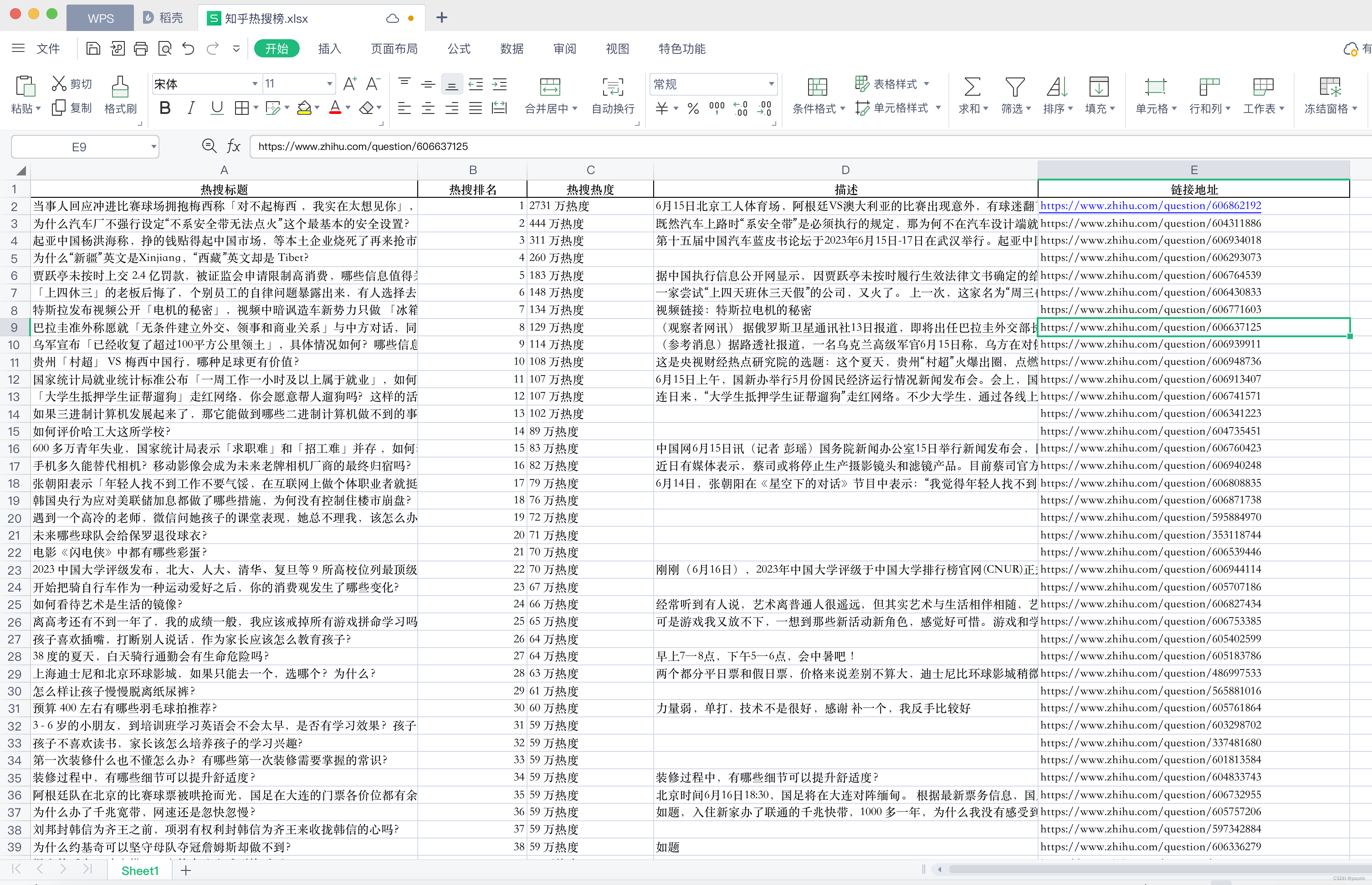 python获取某乎热搜数据并保存成Excel