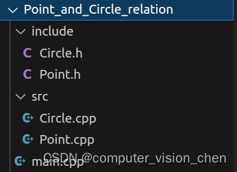 C++项目案例圆和点的关系 (涉及知识点：头文件定义类，cpp文件实现类，类和作用域，linux编译运行c++项目)