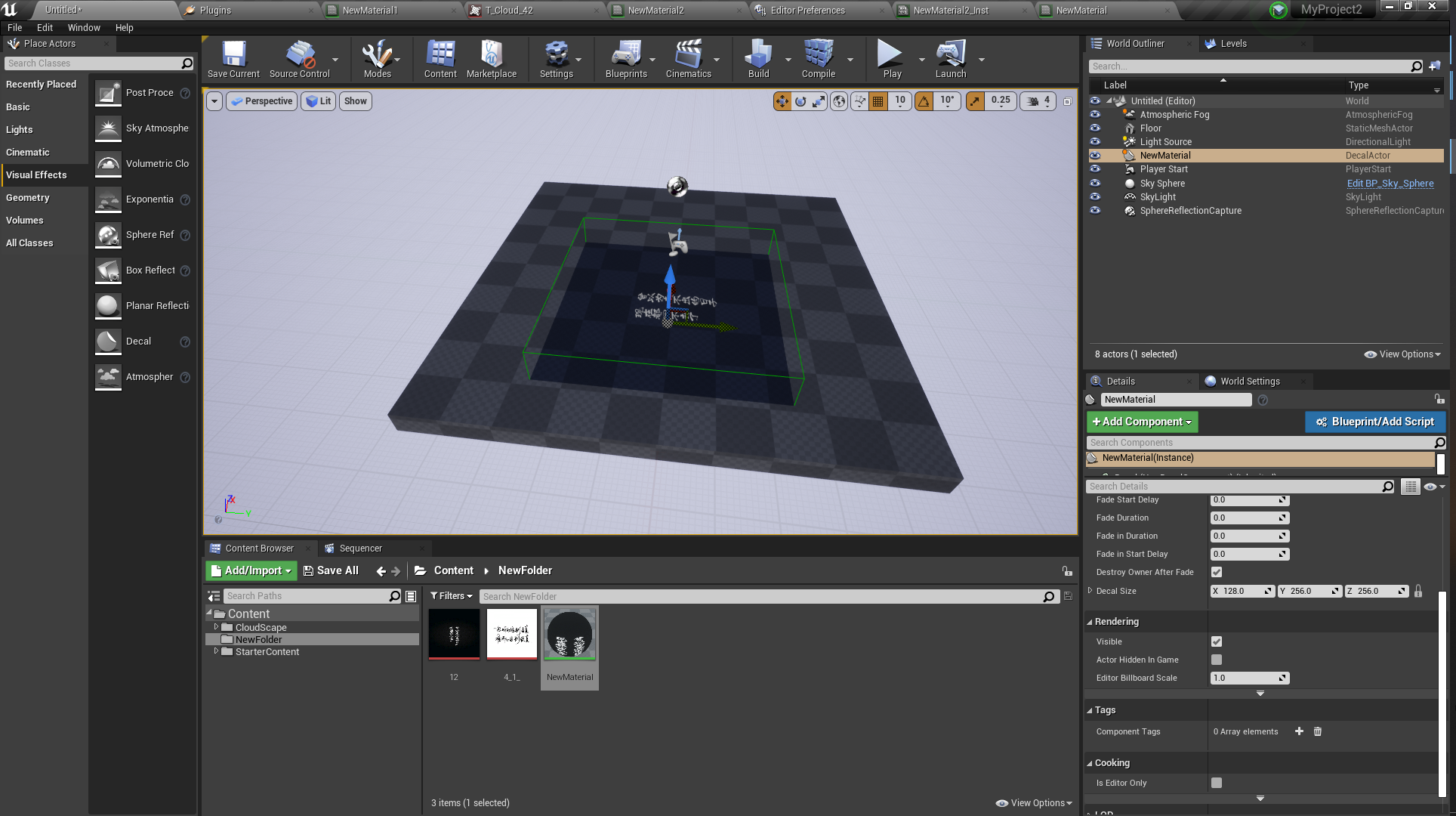 UE4使用贴花（Decal）