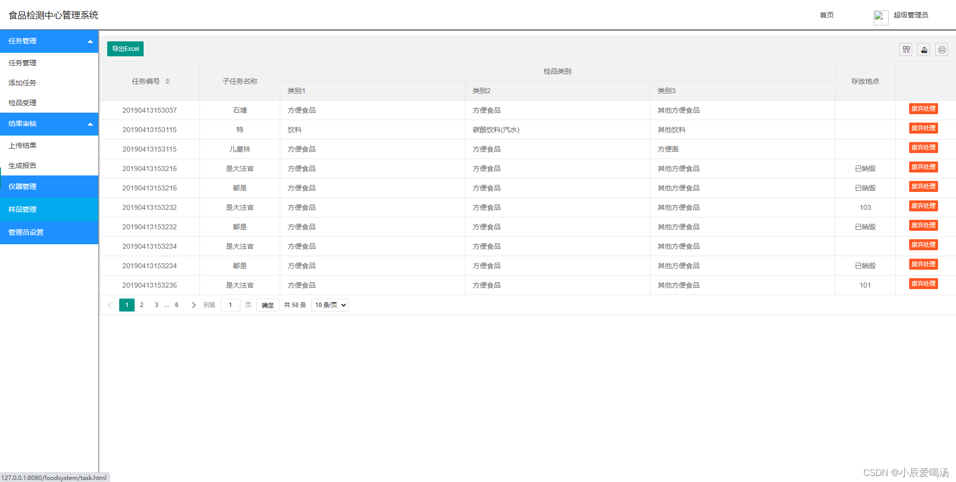 Java精品项目源码第145期食品检测管理系统