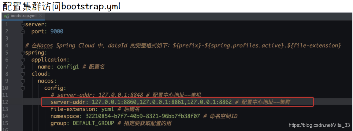 配置集群访问bootstrap.yml