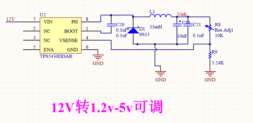 基于开关电源的可调电压设计电路对于第一种非0点电压的可调范围,其